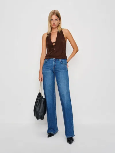 Reformation Aramis Knit Top In Blue