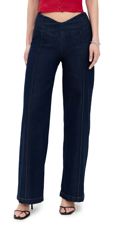 Reformation Arana Stretch Low Rise Wide Leg Trousers Seneca