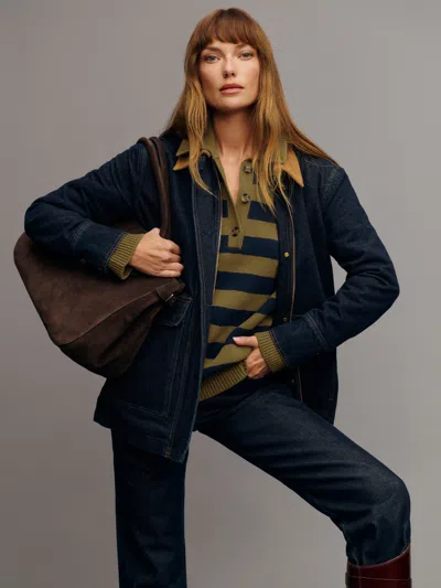 Reformation Archer Denim Jacket In Ondine