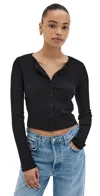 Reformation Ari Pointelle Knit Cardigan In Black