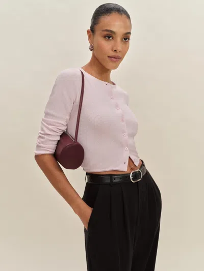 Reformation Ari Pointelle Knit Cardigan In Pink