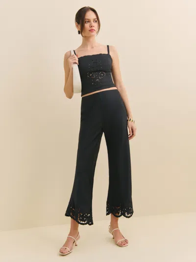 Reformation Aria Satin Cropped Pant In Black