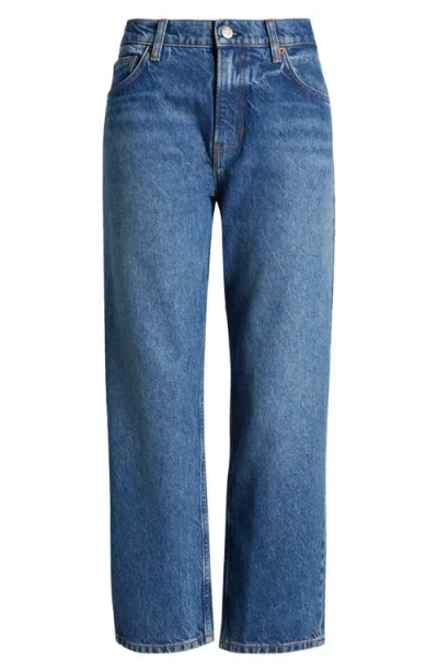 Reformation Arleth Mid Rise Straight Leg Cropped Jeans Pelican In Blue