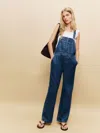 Reformation Arlo Denim Overalls In Bleu