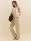 Reformation Arlo Denim Overalls In Sand Dollar