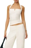 Reformation Arwen Organic Cotton Blend Halter Top In White