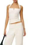 Reformation Arwen Organic Cotton Blend Halter Top In White