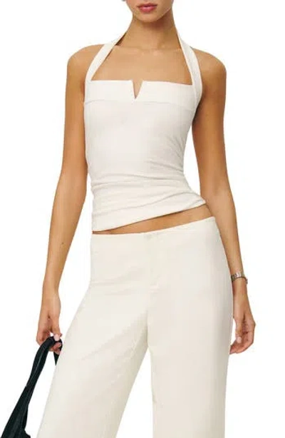 Reformation Arwen Organic Cotton Blend Halter Top In White