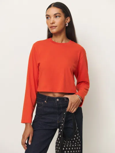 Reformation Asher Cropped Oversized Longsleeve Tee In Paprika