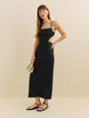 Reformation Robe En Lin Asher In Noir
