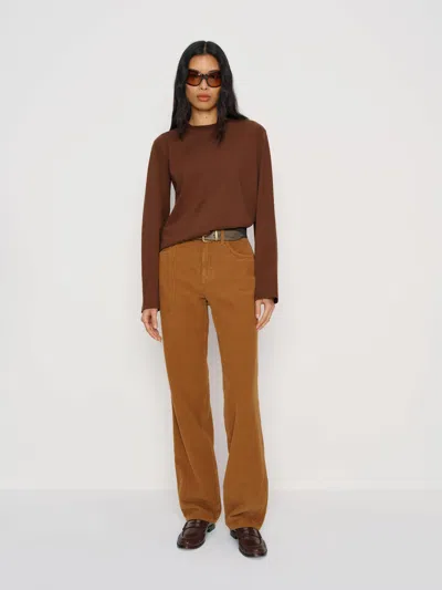 Reformation Asher Oversized Long Sleeve T-shirt Brown Xs