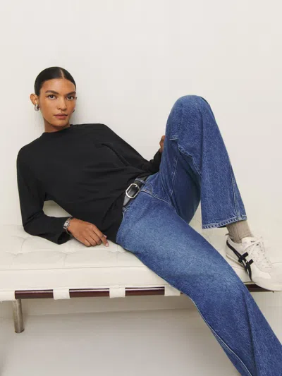 Reformation Asher Oversized Long Sleeve Tee In Black