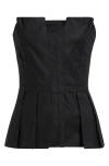 Reformation Ashlyn Pleated Peplum Strapless Top In Black