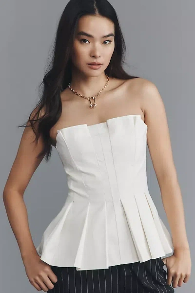 Reformation Ashlyn Strapless Pleated Top In White