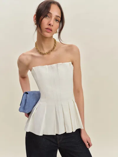 Reformation Womens White Ashlyn Pleated Stretch-cotton Top