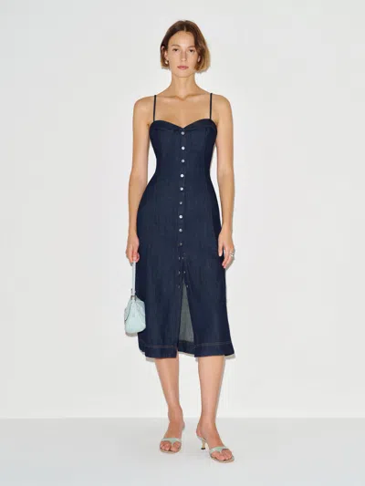Reformation Ashtin Denim Midi Dress Blue 10