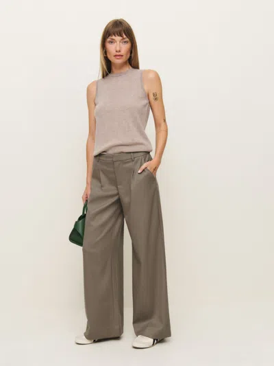 Reformation Ashwin Low Rise Pant In Tan