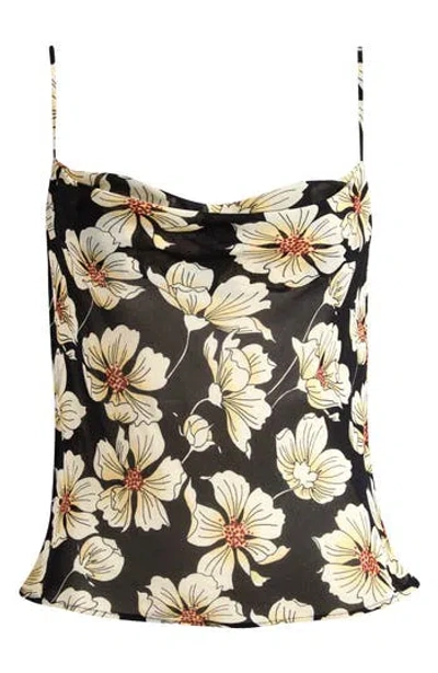 Reformation Astra Floral Cowl Neck Camisole In Black