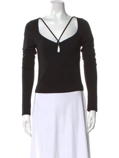 Pre-owned Reformation Asymmetrical Long Sleeve Top In Black