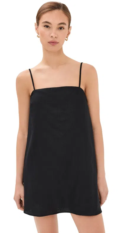 Reformation Aubree Linen Dress In Black