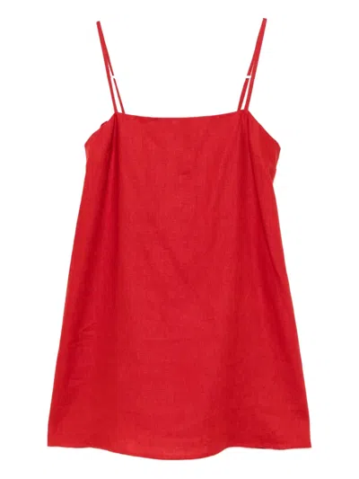 Reformation Aubree Sleeveless Linen Mini Dress In Red