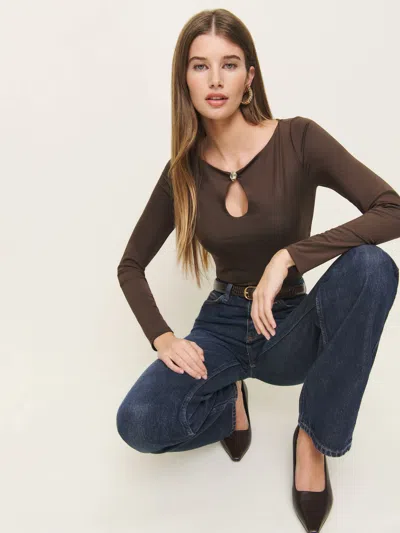 Reformation Aubrey Knit Top In Brown