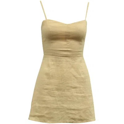 Reformation Audrey Dress In Peach Linen In Brown
