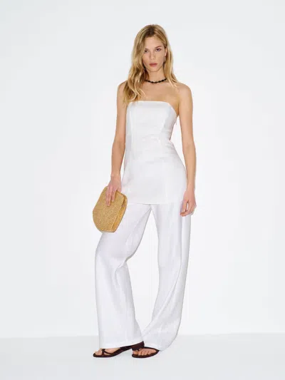 Reformation Aurina Linen Strapless Top In White