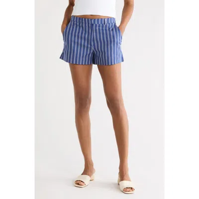 Reformation Austin Stripe Poplin Shorts In French Blue Stripe
