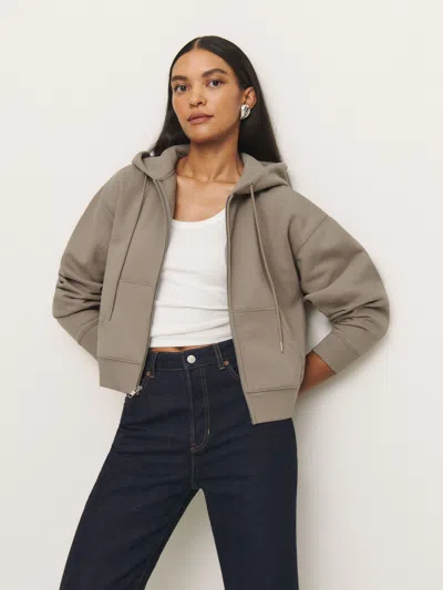 Reformation Austin Zip Up Hoodie In Taupe