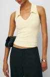 Reformation Austine Johnny Collar Sleeveless Top In Yellow