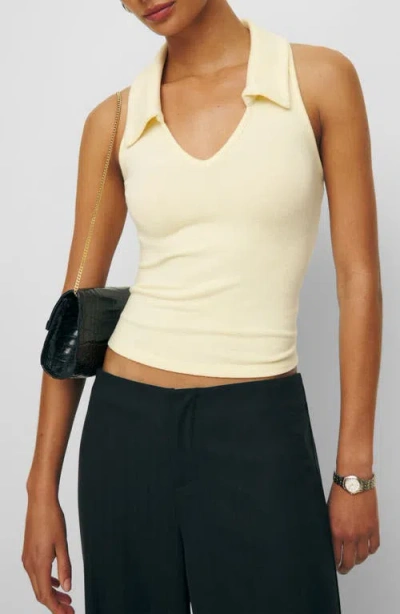 Reformation Austine Johnny Collar Sleeveless Top In Yellow