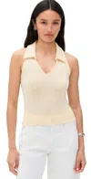 Reformation Austine Johnny Collar Sleeveless Top In Yellow