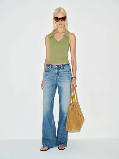 Reformation Austine Knit Top Green Bean Xs In Multi