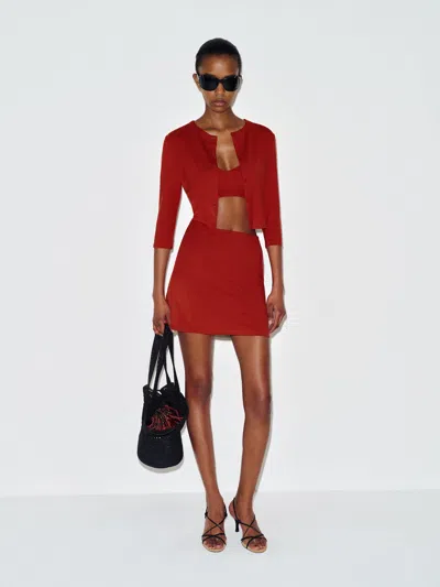 Reformation Ava Knit Three Piece Red Xl