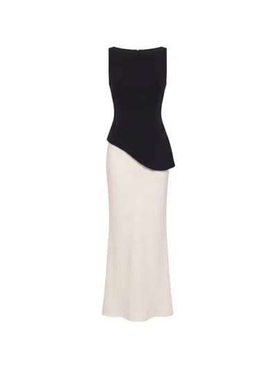 Reformation Aveline Asymmetric Two-piece Maxi Dress In 블랙