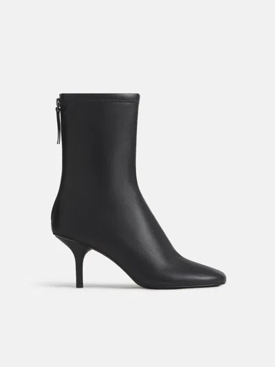 Reformation Aveline High Ankle Boot Black Stretch Leather 6