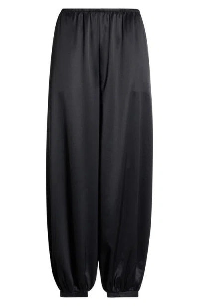 Reformation Aven Cuffed Satin Pants In Black