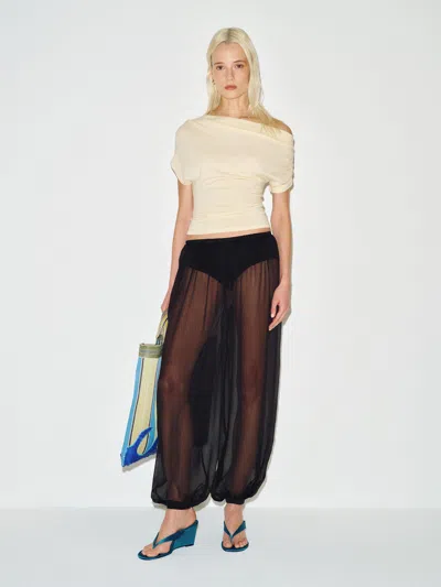 Reformation Aven Pant Sheer Black Xs In Gold