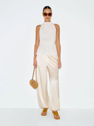 Reformation Aven Satin Pant Ivory Xs In White