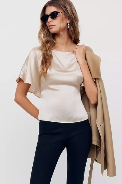Reformation Avery 100% Silk Top In Silver