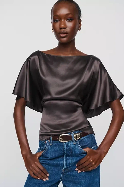 Reformation Avery 100% Silk Top In Black