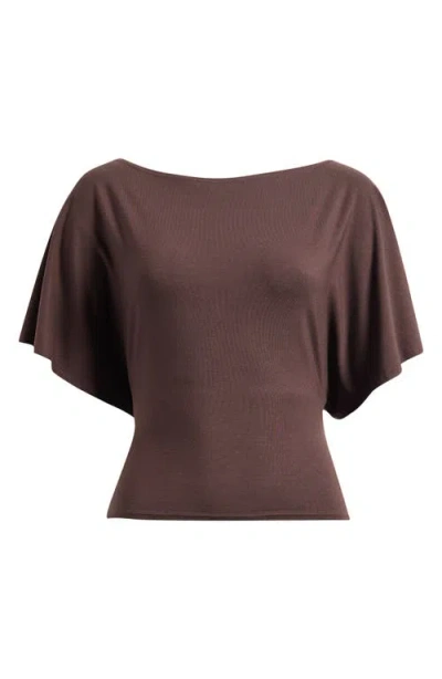 Reformation Avery Boatneck Knit Top In Brown