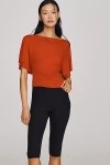 Reformation Avery Knit Flutter Sleeve Top In Red