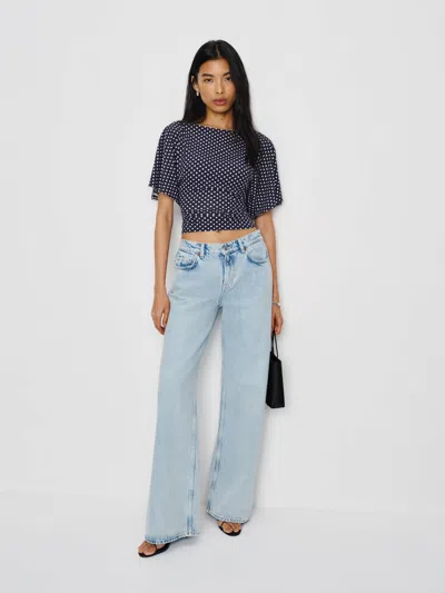 Reformation Avery Knit Top In Blue