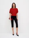 Reformation Avery Flutter Sleeve Top In Red