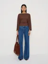 Reformation Avery Long Sleeve Knit Top In Brown
