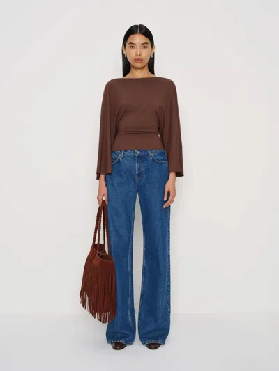 Reformation Avery Long Sleeve Knit Top In Brown