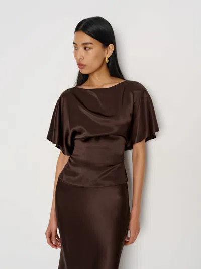 Reformation Avery Silk Top In Black