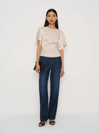 Reformation Avery Silk Top In Neutral